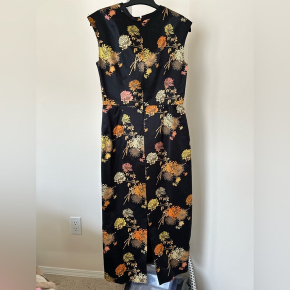 DRIES VAN NOTEN black orange Japonaise floral shift silk dress Size IT 38 - Picture 2 of 6